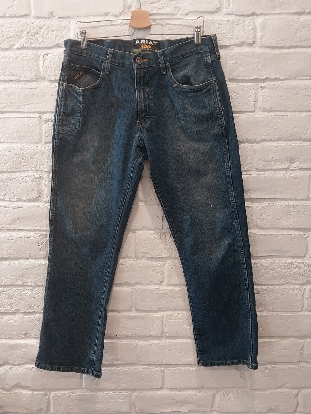 Ariat M5 Rebar Jeans 34x30 Slim Straight Blue Western Work Workwear Mid Rise